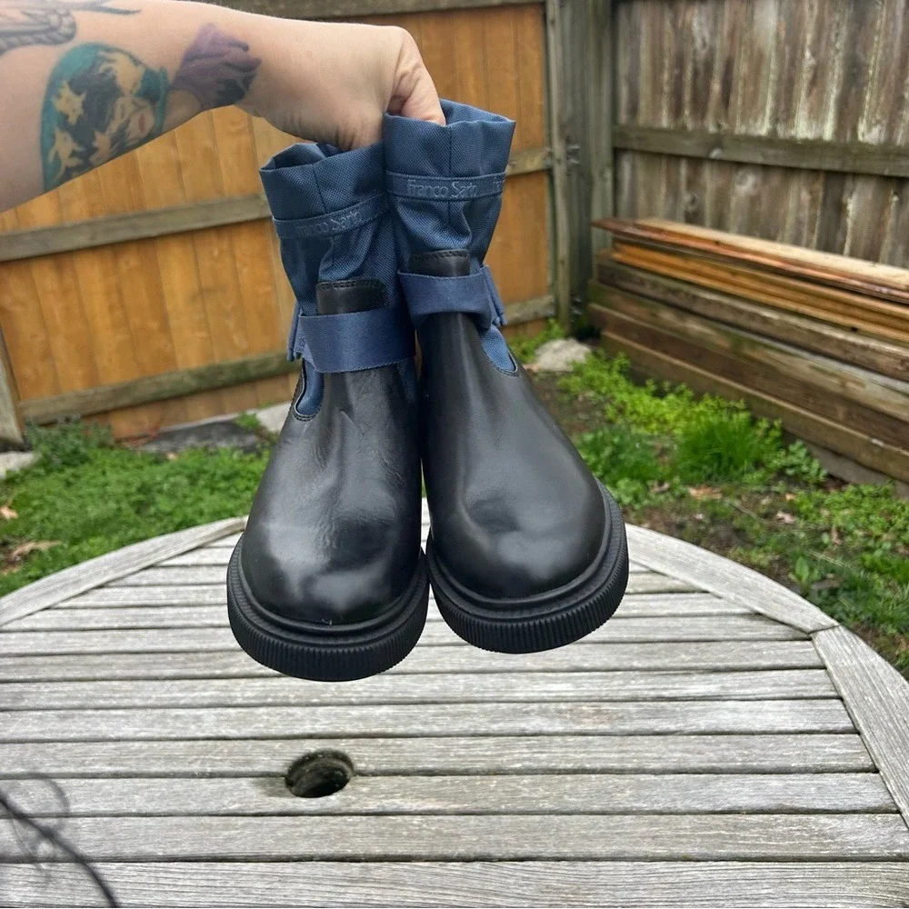 Franco‎ Sarto Jan Snow Boot Black & blue Waterproof All-Weather Lug Sole size 10
